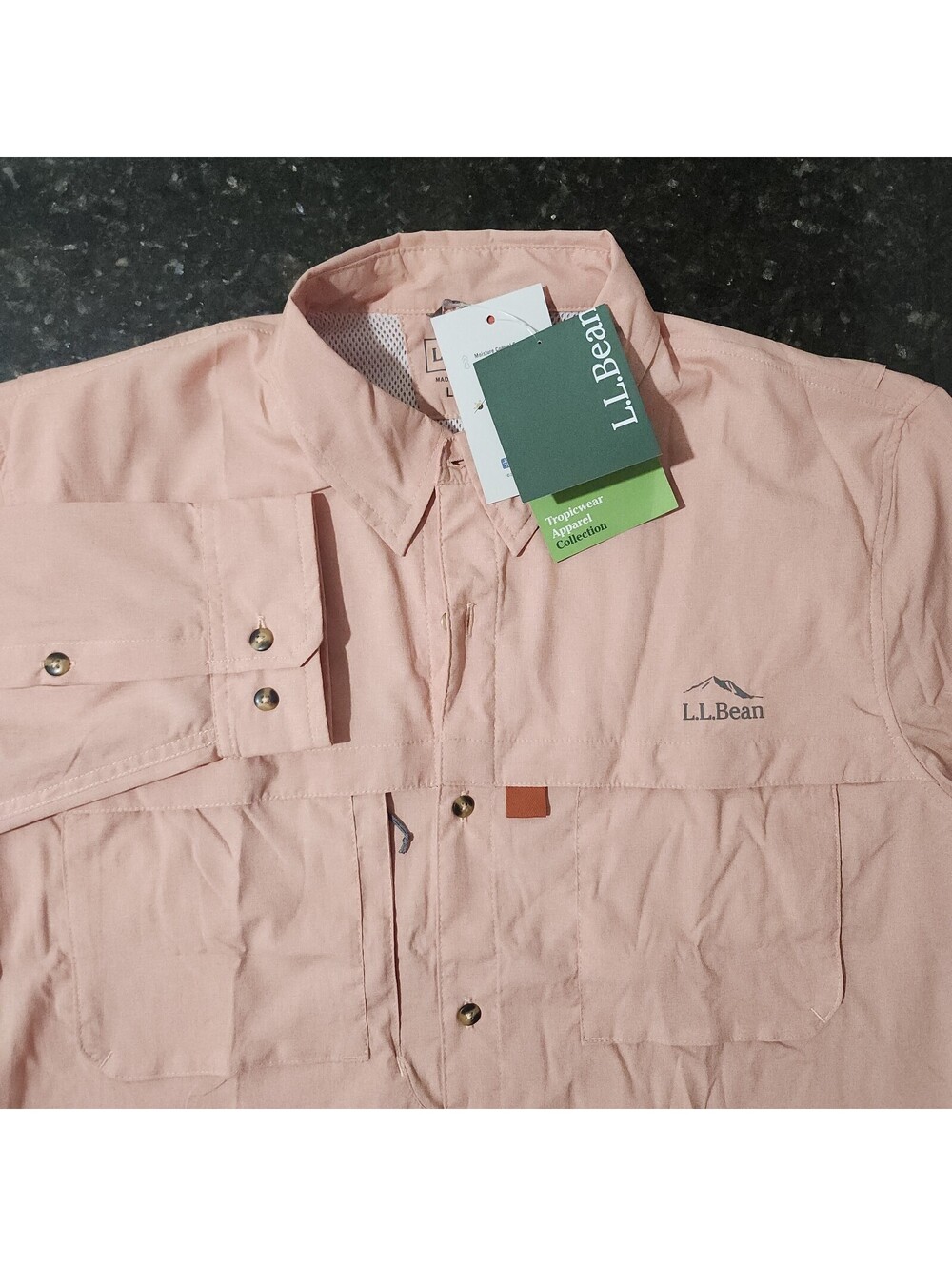 NWT LL Bean Tropicwear Shirt Mens LT Fishing Vented Long Sleeve Roll Tab Hiking